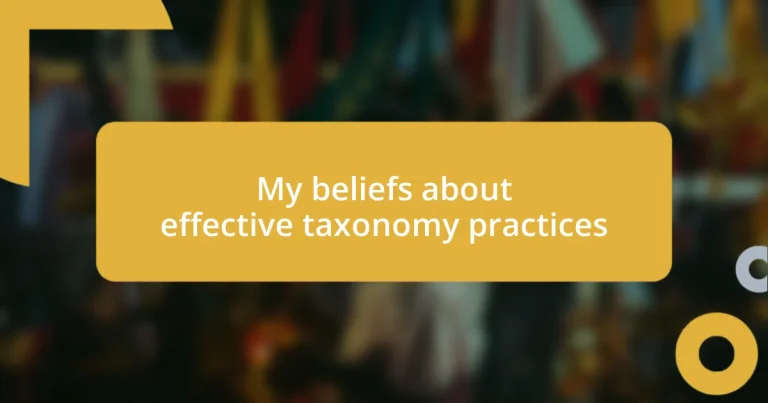 My beliefs about effective taxonomy practices